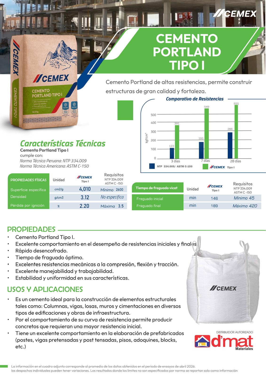 Cemento Cemex Portland Tipo I